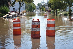 Flood waters on a road